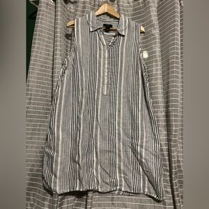 Tahari Blue & White Striped Sleeveless Dress, Large